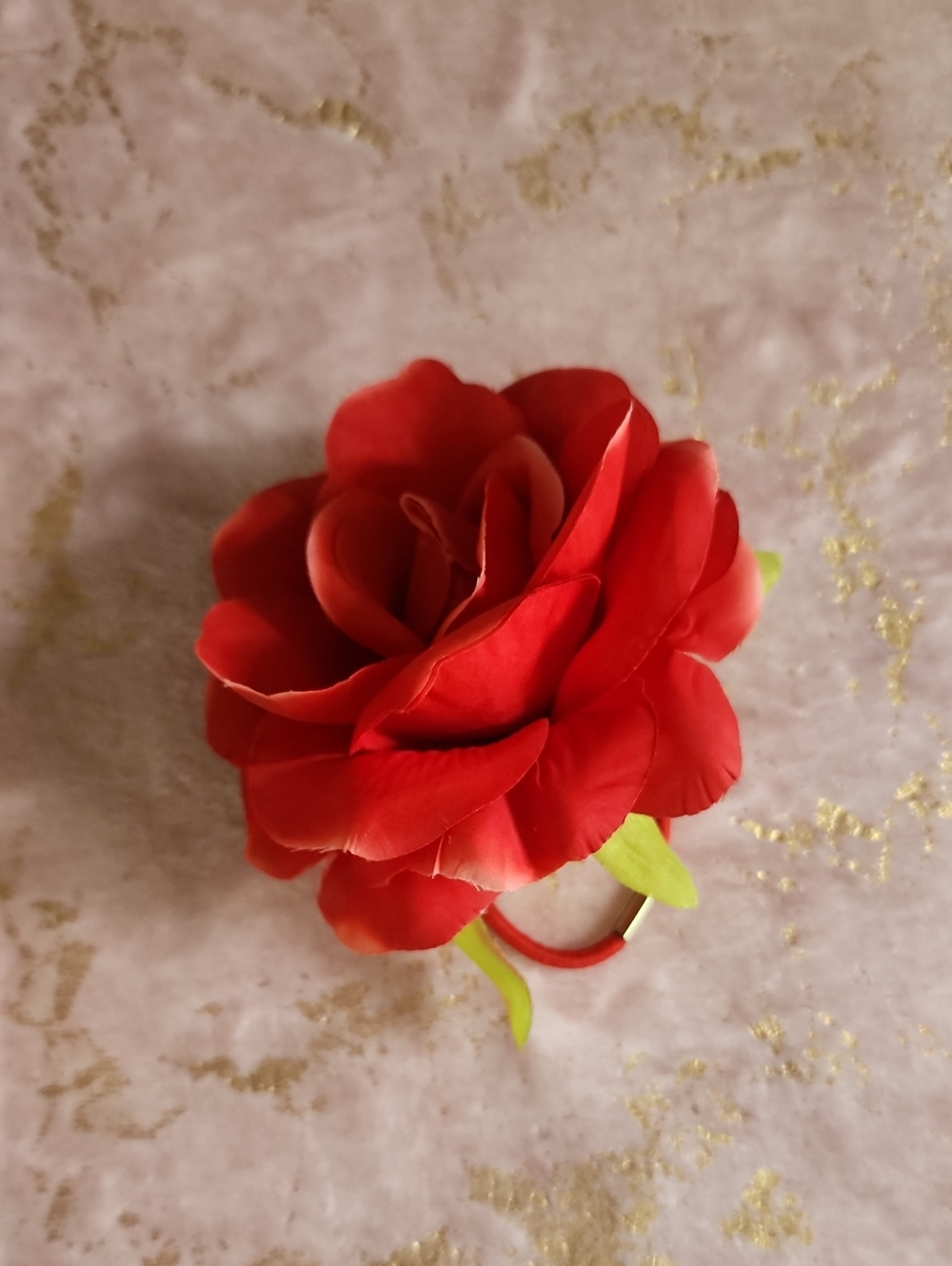 HAIR CLIP | Red Floral Hair Clip Scrunchie - Picture 1 of 13